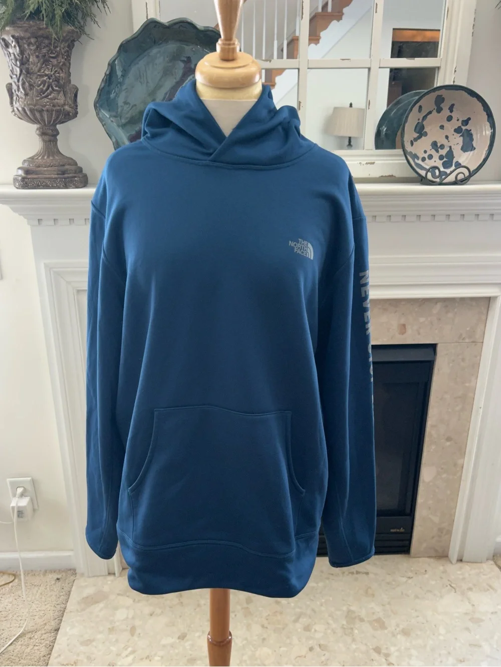 The North Face Men's Navy Pullover Hoodie - Never Stop Exploring